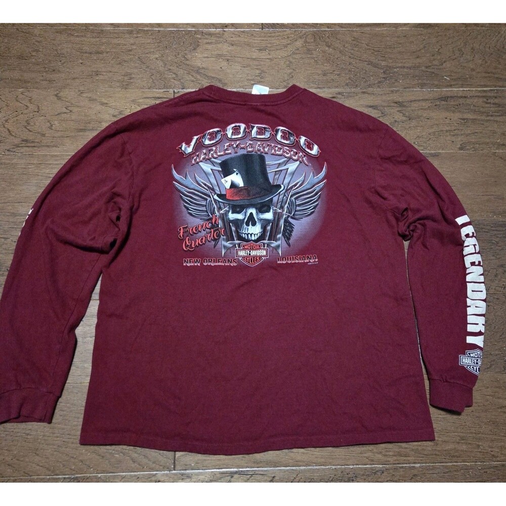 VTG Harley Davidson Shirt XL Y2K Long Sleeve Skull Graphic 2012 Louisiana